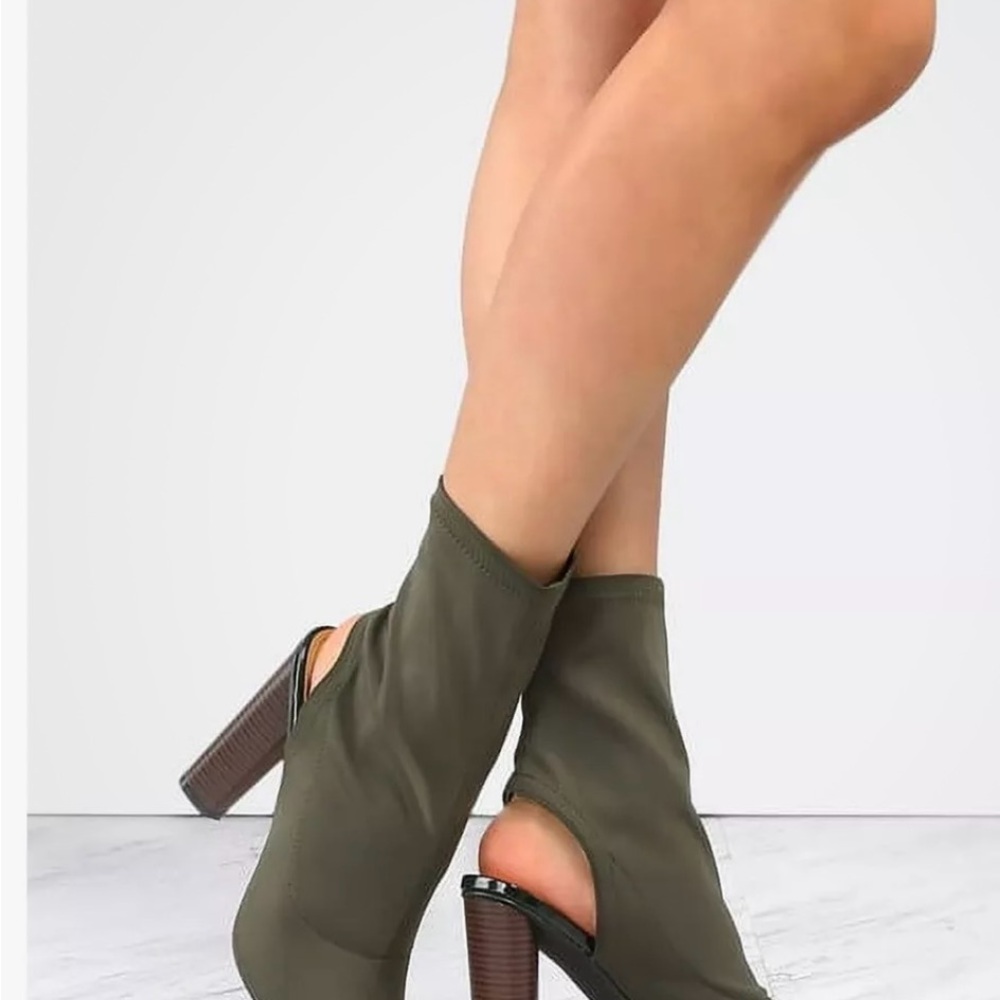 Cape Robbin Lycra Elastic Peep Toe Open Heel boots